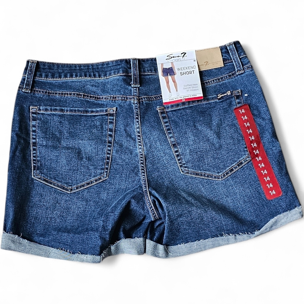 Seven7 Women’s Weekend Cuffed Denim Shorts Size 14 - Picture 3 of 4
